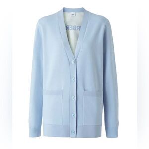 Burberry Horseferry Square Wool Blend Jacquard Cardigan size L
